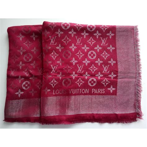 louis vuitton monogram shawl red silk|Louis Vuitton denim scarf.